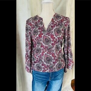 J. Crew Factory Paisley Bell Sleeve Blouse Shirt Size Medium